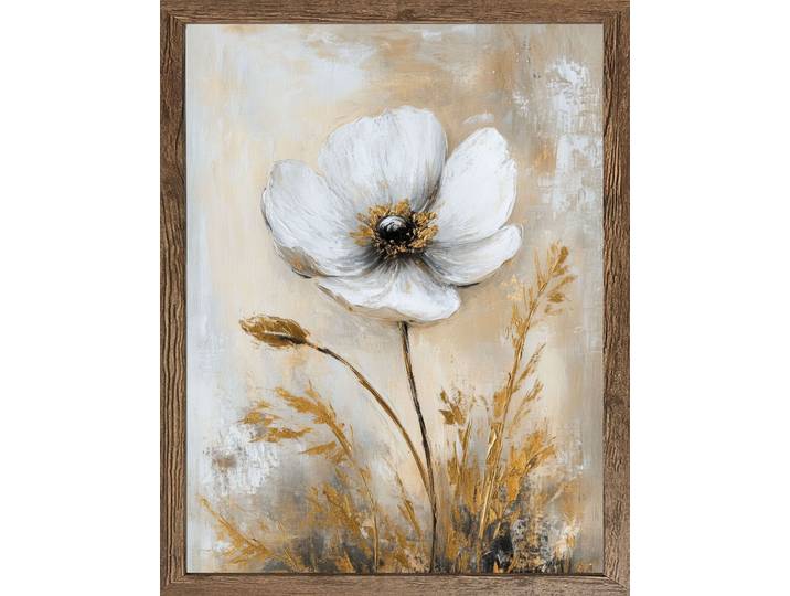 Bild mit Rahmen BÖNNINGHOFF Wandbild gerahmt BLUME GOLD 40x50 cm – Elegante Wanddeko modern , schwarz (farbe rahmen: schwarz oak, farbe bild(er): schwarz, gold, weiß, beige), B:50cm H:40cm T:2,1cm, MDF, Papier, Bilder, Bild mit Rahmen, mit dekorativem Rahmen