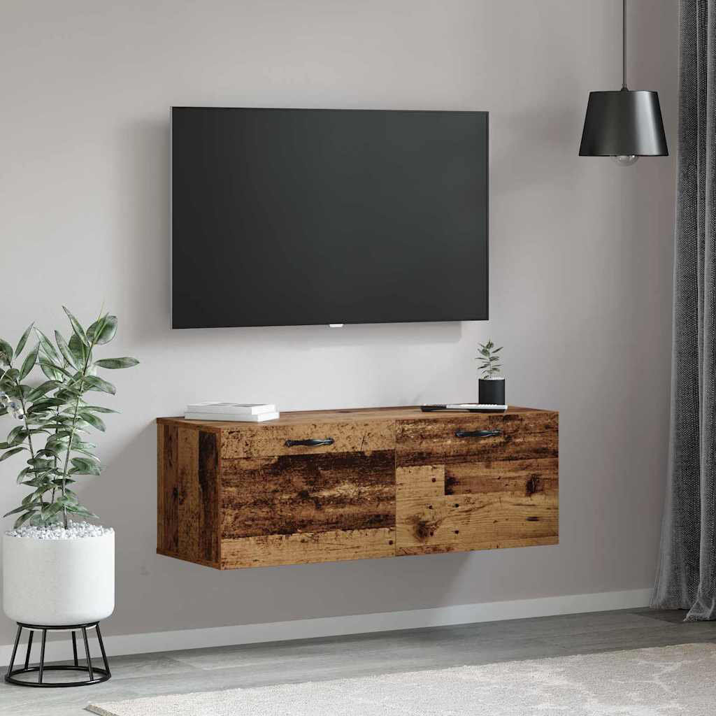 17 Stories vidaXL Wall-Mounted Cabinet Wall-mounted Engineered Wood Garage Storage Unit Old Wood 35cm H X 100cm W X 36.5cm D