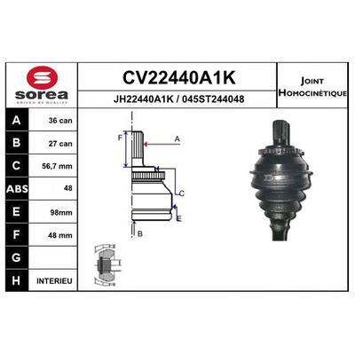 EAI Gelenksatz, Antriebswelle cv22440a1k für Volvo
