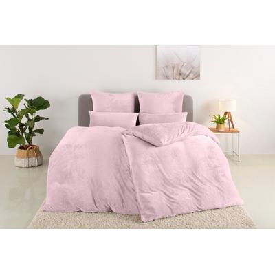 Bettwäsche OTTO HOME "Desner3, besonders weich im Griff, Cashmere-Touch", rosa, B/L: 135cm x 200cm, 1 Stk., 1 Stk., Fleece, B/L: 80cm x 80cm, 2, Fleece, Obermaterial: 100% Polyester, Bettwäsche, Bettwäsche, Bettwäsche mit Reißverschluss