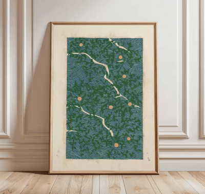 Inspire Curations Japanese Zen Pine Tree Canvas Poster Minimalist Oriental Wall Art Decor tl1739 30x40cm No Frame