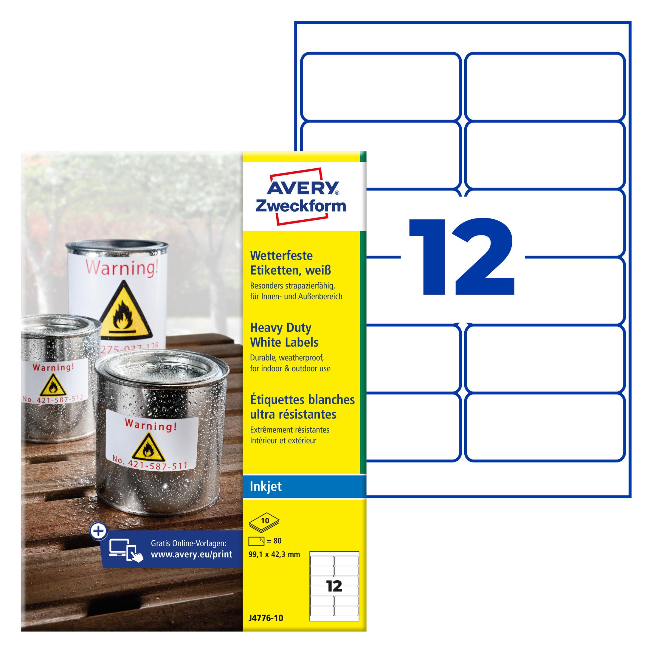 Avery Wetterfeste Folien-Etiketten (J4776-10)