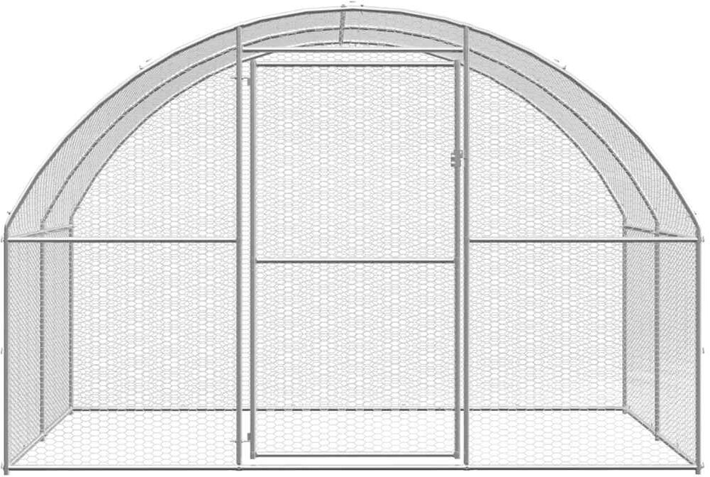 vidaXL Gallinero de exterior de acero galvanizado 3x12x2 m Plateado