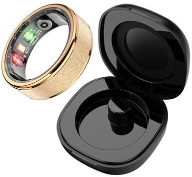 PRiME Fitness Smart Ring, Sleep Tracker, 5ATM Waterproof, Multi Sport Modes, Includes Charging Case (Unisex) gold 7