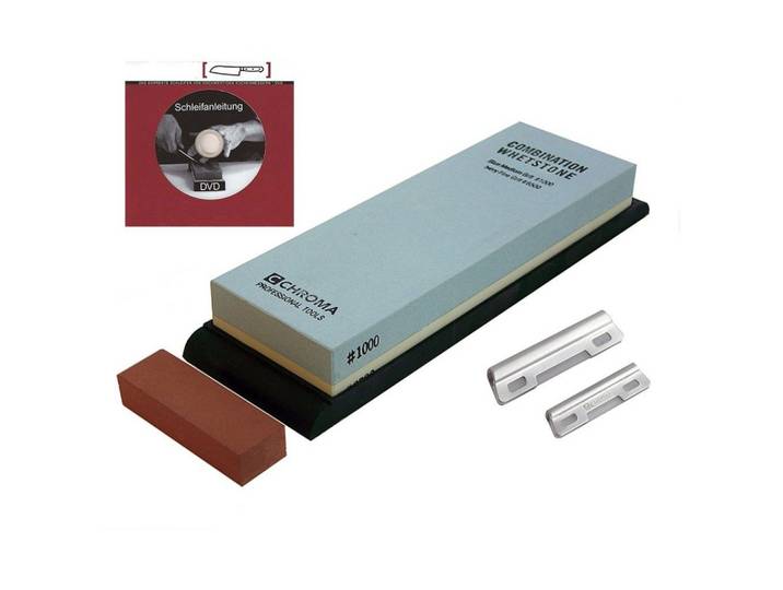 CHROMA Schleifstein ST-1/6 Schleifstein 1000/6500 + Schleifhilfe ST-G + Schleifanleitung