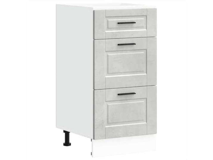HKTMGDNG Küchenunterschrank Porto Betongrau 40x46x81,5 cm Kompakter Beistellschrank für Küche und Esszimmer mit Schubladen zur Aufbewahrung von Geschirr und Kochutensilien.