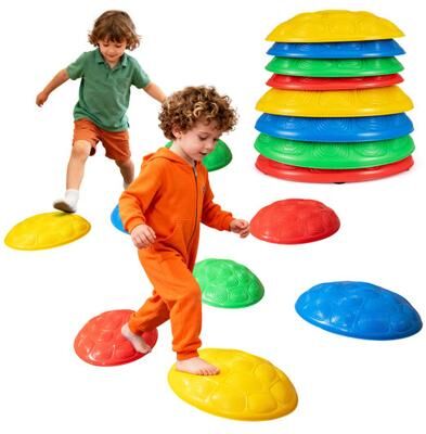 Costway Stepping Stones for Kids 8 PCS Non-Slip Toddler Stepping Stones Balance Sensory Toys-Multicolor