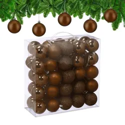 Relaxdays Weihnachtskugeln im 50er Set Braun,Silber