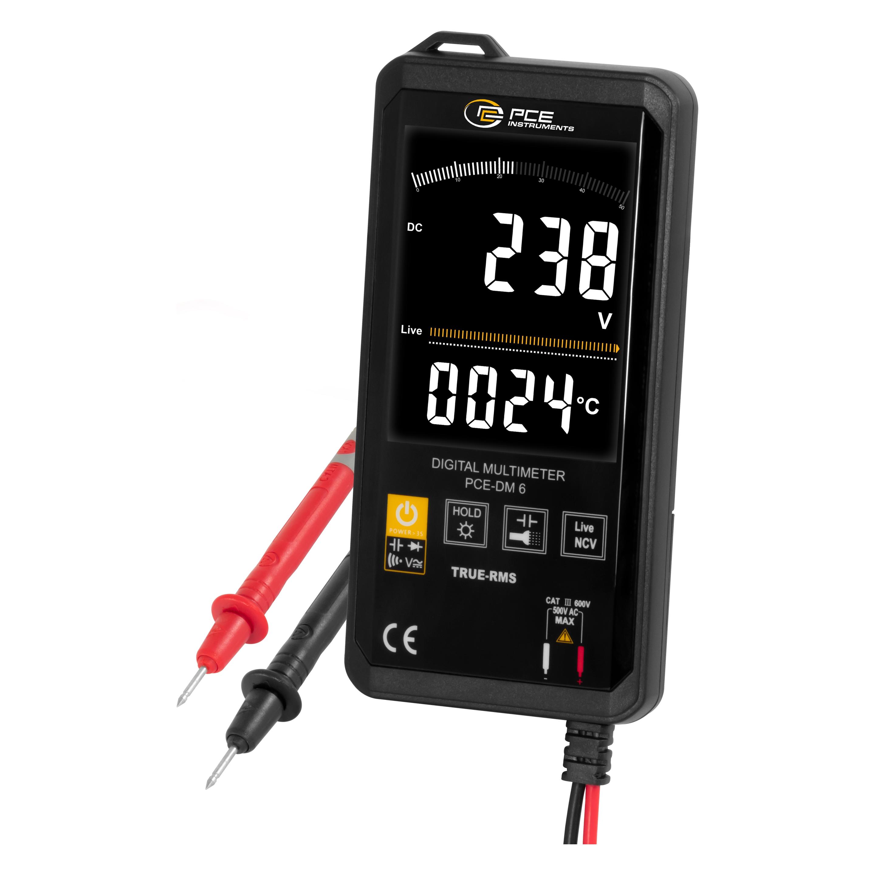 PCE Instruments PCE-DM 6 Hand-Multimeter digital CAT III 600 V Anzeige (Counts (CAT III 600V, Hand-Multimeter) (PCE-DM 6)