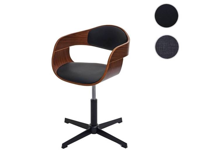 MCW Chaise de bureau MCW-H46 noyer tissu gris foncé