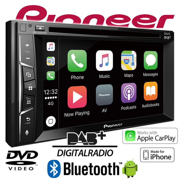 Pioneer AVH-Z3000DAB, Schwarz, 2 DIN, 50 W, 24-Bit, MOSFET, AAC, FLAC, MP3, WAV, WMA