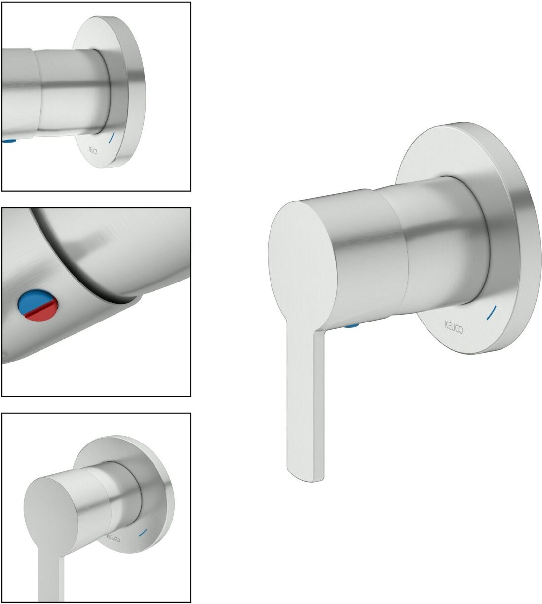 Keuco Einhebelmischer Unterputz Plan blue 53951, Edelstahl-finish, 53951060001 53951060001