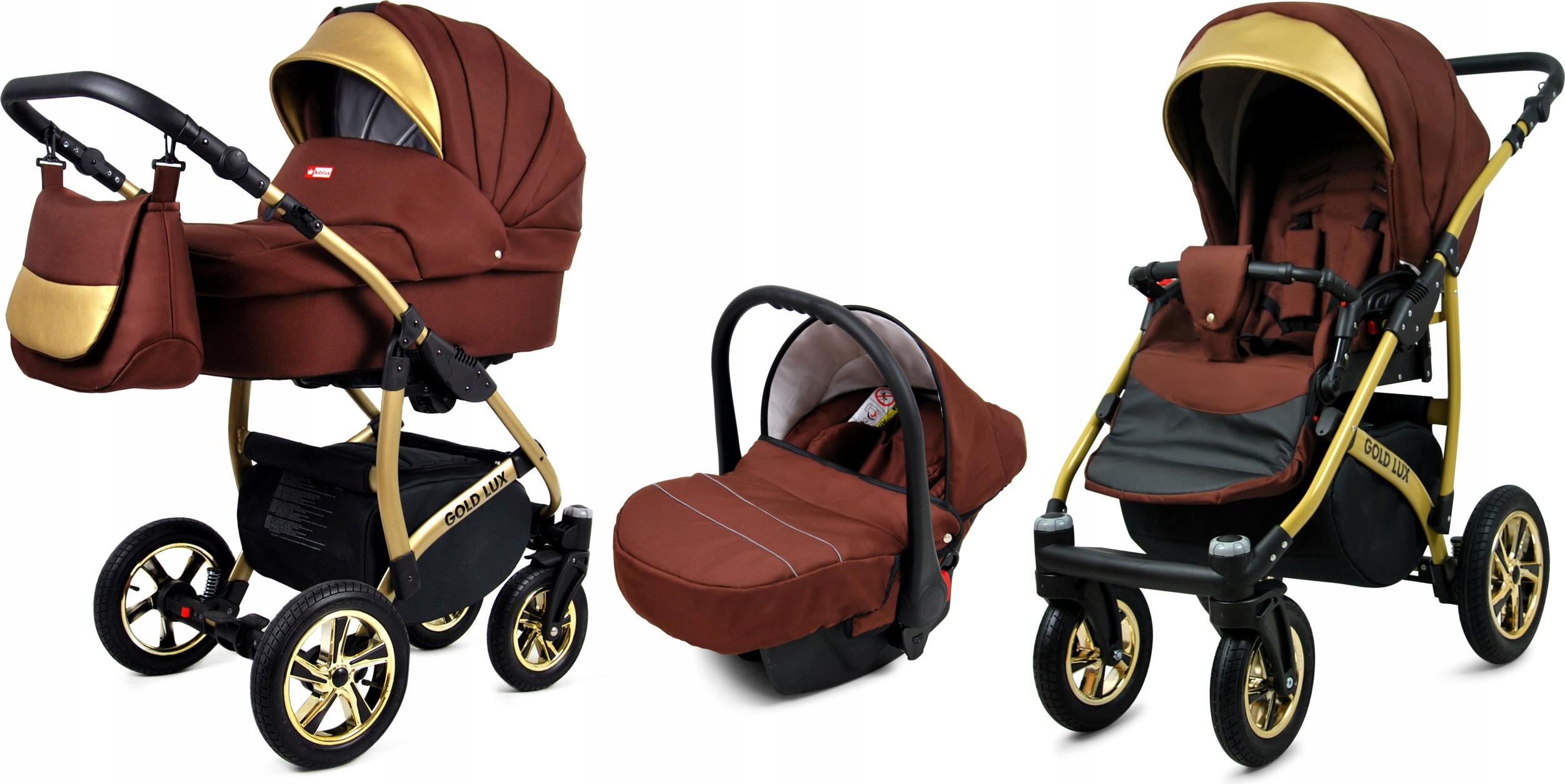 BabyLux Gold Lux | 3in1 Kinderwagen Set | Chocolate | Kombikinderwagen | Kinderwagenset | Buggy