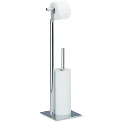 Relaxdays Toilettenpapierhalter stehend PAGNONI Silber