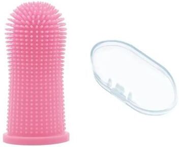 Uplifted Goods Gentle Silicone Pet Finger Toothbrush pink 1pc