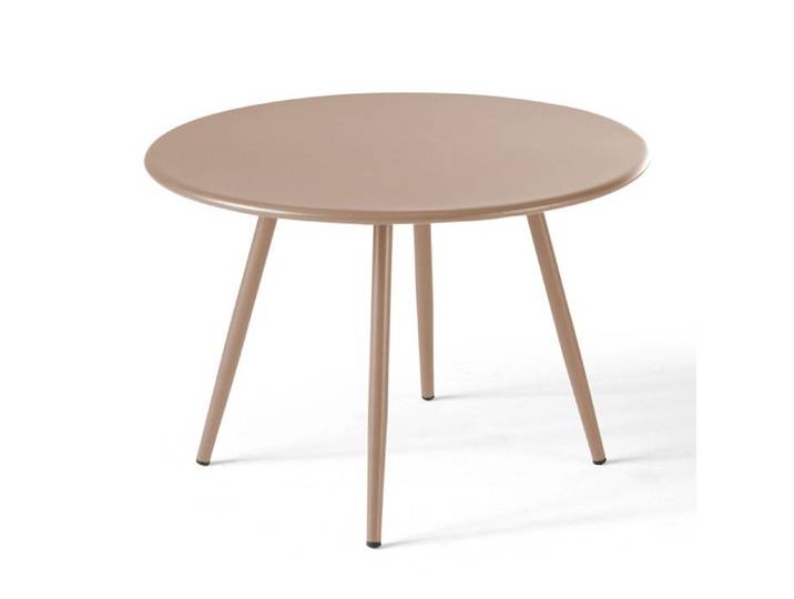 Table basse de jardin ronde en métal taupe 50 cm