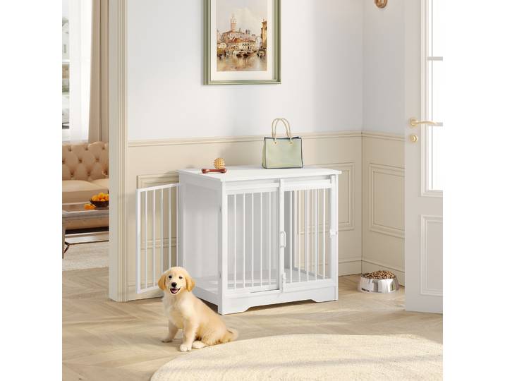 Meuble pour chien, cage pour chien de 69 cm, 2 portes, cage pour chien moderne d'intérieur pour chiens de petite/moyenne/grande taille, table d'appoint, pour la maison