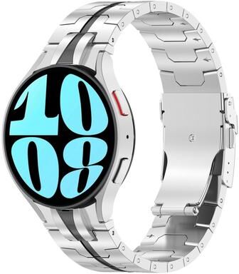 Everyday Crate Samsung Galaxy Watch 6 Classic Stainless Steel Watch Band Button Style Adjustable Metal Strap silver Black