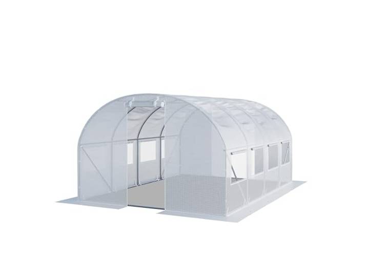 TOOLPORT Tunnelkas Foliekas Folietunnel 3x4m winterbestendig met oprolbare ramen - PE 180g/m² wit transparant