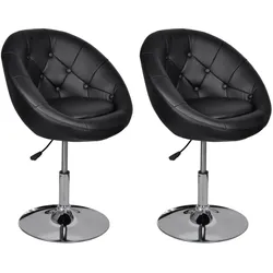 Décoshop26 - Set aus 2 Bar-Lounge-Sesseln eiförmige Clubsessel aus schwarzem PVC mit Stahlrahmen DEC029812 DEC029812