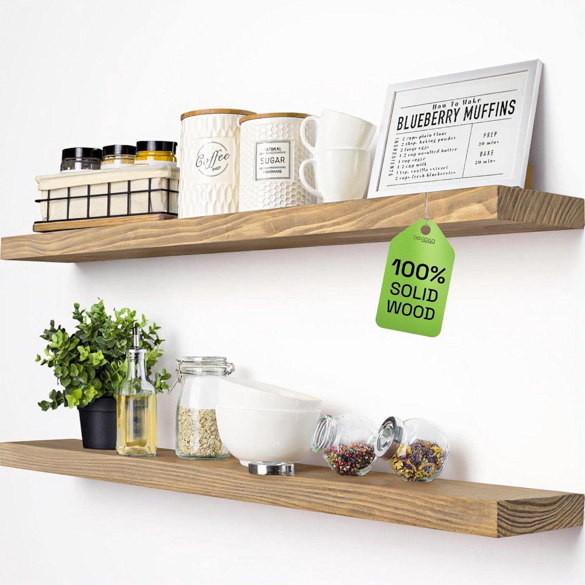 Zwevende houten wandplank 91 cm voor de woonkamer, keuken of badkamer