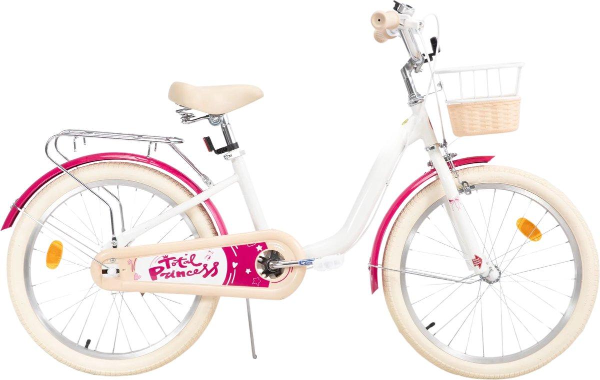 Kinderfahrrad 50 cm - mit Stützrädern, Fahrradkorb & Gepäckträger - Für Kinder 3-10 Jahre - Weiß