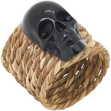 Saro Lifestyle Skull Napkin Rings (Set of 4) - Halloween Skull Napkin Rings for Gothic Table Settings and Spooky Entertaining