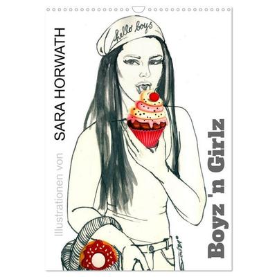 Boyz n Girlz - Illustrationen aus dem jungen Berliner Straßenleben mit einer Gangster Note von SARA HORWATH (Wandkalender 2027 DIN A3 hoch), CALVENDO
