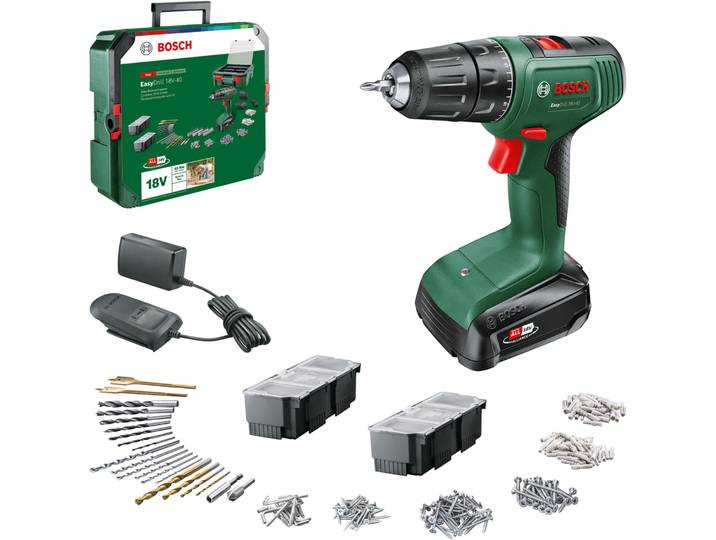 Bosch Home and Garden 06039D8006 Cordless drill 18 V 1.5 Ah Li-ion incl. rechargeables\, incl. charger\, incl. case\, incl. accessories