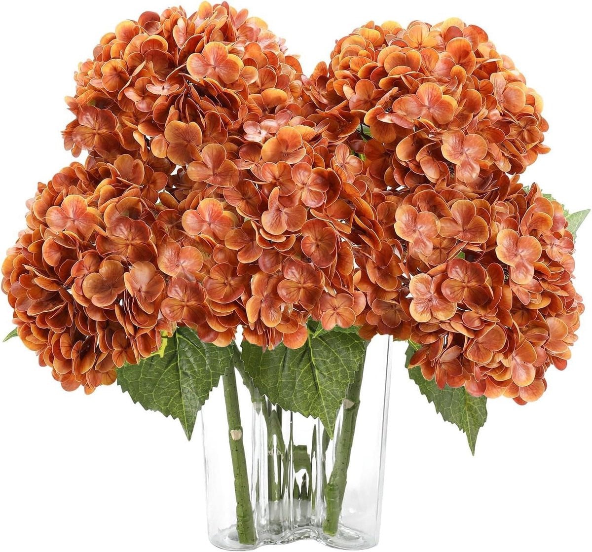 Kunsthortensia Bloem Boeket Herfst Oranje - Zijde - 40 cm Hoog