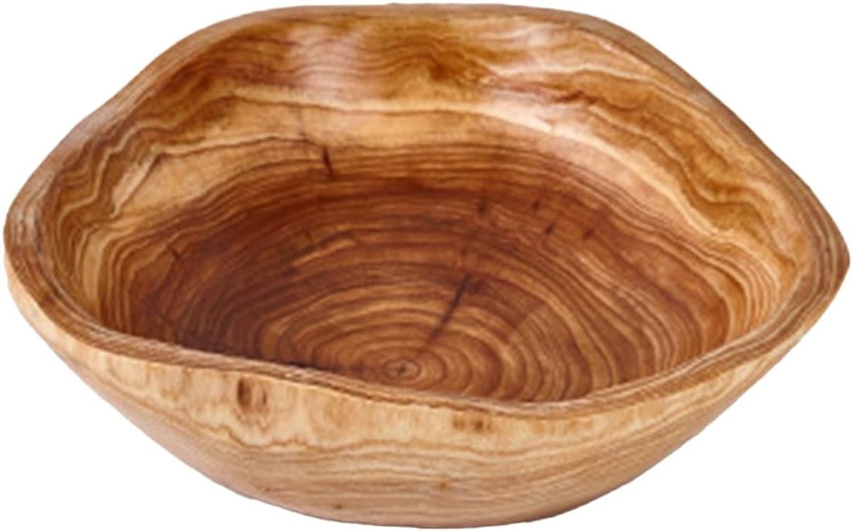 Handgesneden houten slakom natuurlijke serveerschaal voor keuken decoratie Breedte: 17,5 cm