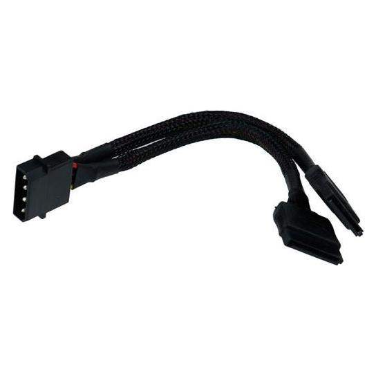 Phobya Strom/SATA Y-Kabel intern 4Pin Molex auf 2x SATA 15cm Sch (15 cm, 4 pin PWM) (87464)