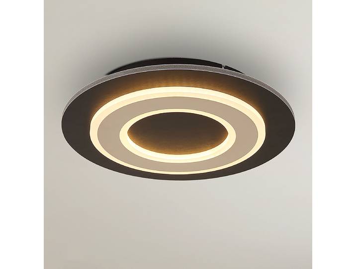 Plafonnier LED Type A rond Ø 32cm Blanc/Noir 1 Fer brossé Acrylique LED non-remplaçables Module LED