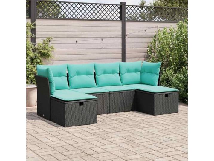 YUTAASU 6-TLG. Poly Rattan Sofagarnitur mit Kissen Schwarz
