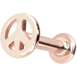 14 Karat Gold Labret mit Innengewinde PEACE-ZEICHEN