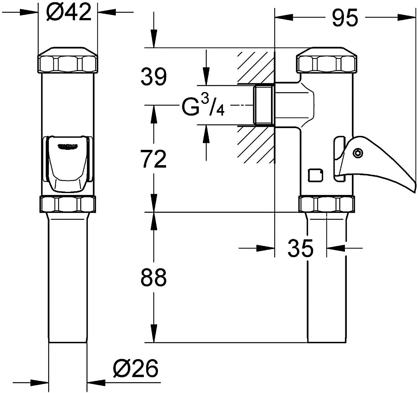 Grohe Start DAL Voll-Automatic-Spüler für WC, 3/4", Badkeramik, 37401000, chrom