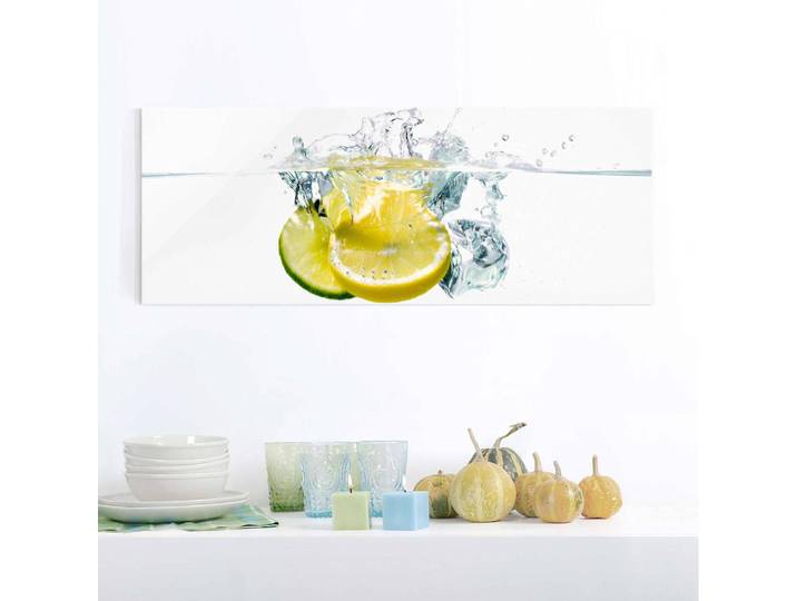 Glasbild Zitrone und Limette im Wasser Glasart: Sicherheitsglas Material: Glas Motiv: Essen & Getränke Muster: mit Motiv Weiß 125 x 50 x 0cm