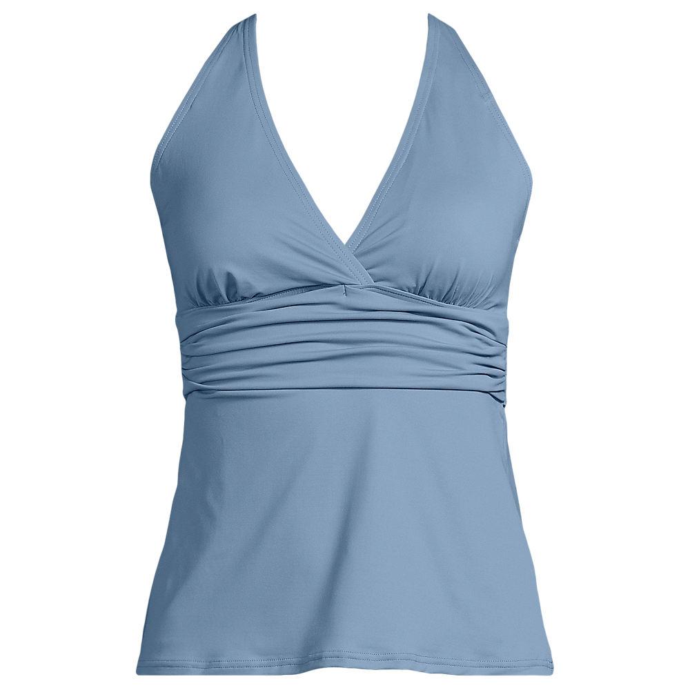 Tankinitop mit V-Ausschnitt für Damen in E-Cup, Damen, size: regular, Blau, Nylon-Mischung, by Lands' End