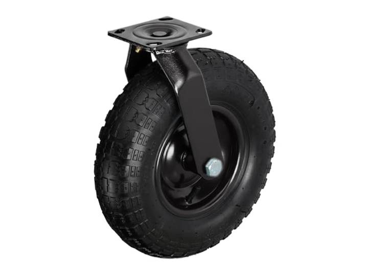 Roulette pivotante Relaxdays\, pneumatique 3.00-4\, charge max. 120 kg\, plaque à visser\, noire