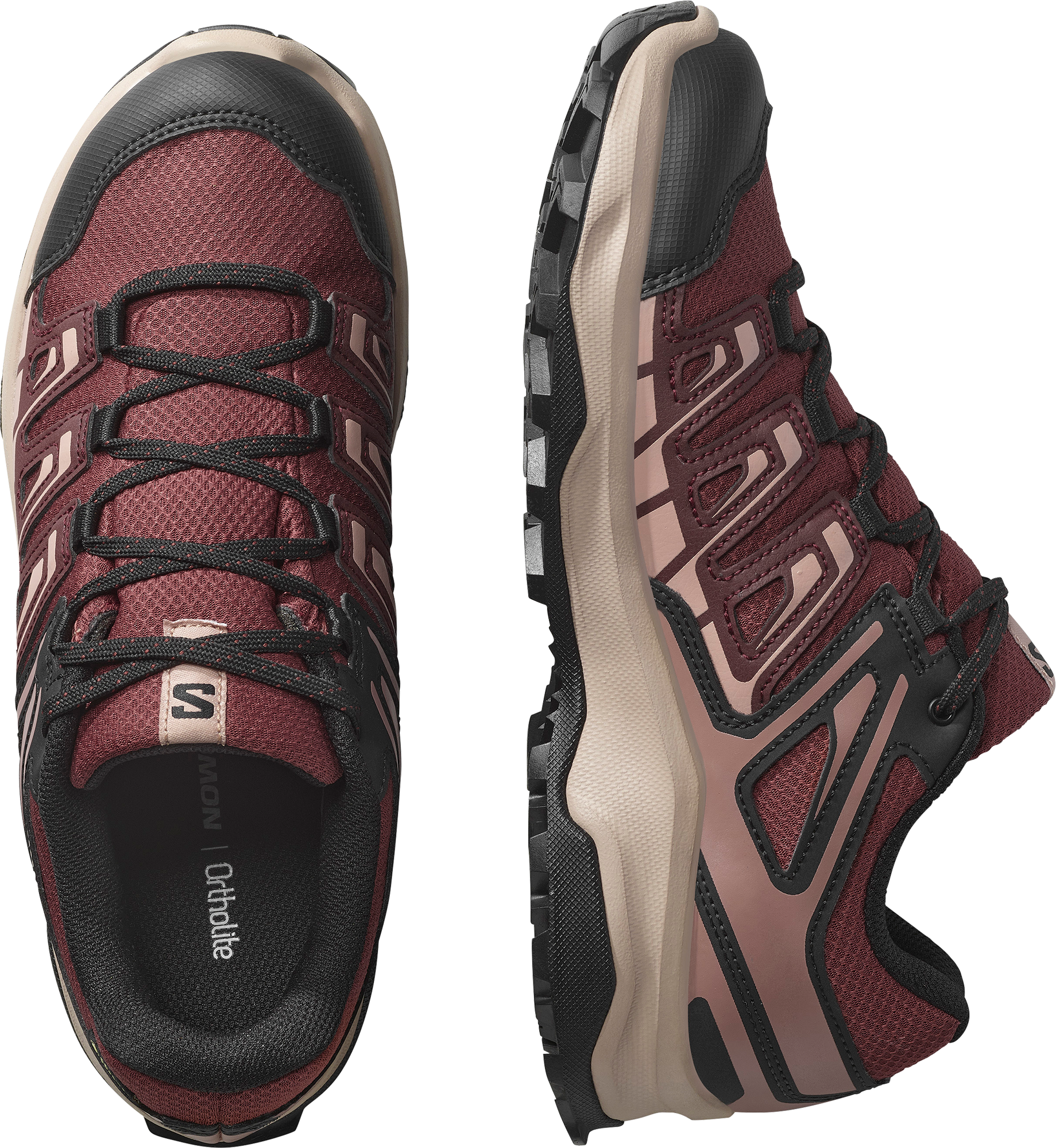 Wanderschuh SALOMON "EXTEGRA GTX W", Damen, Gr. 38, atmungsaktiv, rosa (henna, rum raisin, mahogany rose), Synthetik, Textil, Schuhe Wanderschuh, wasserdicht dank Gore-Tex Membrane henna, rum raisin, mahogany rose 38, atmungsaktiv