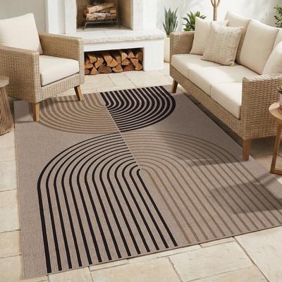Garvee Modern Arch Stripe Easy Jute Area Rug