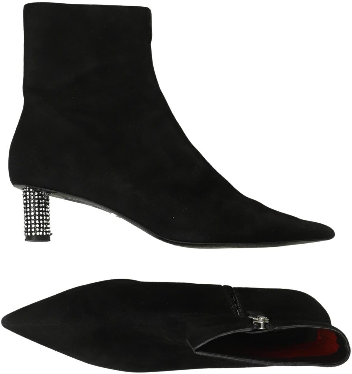 Topshop Damen Stiefelette, Schwarz, Gr. EU 39, Leder - Second Hand