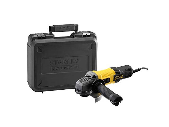 Stanley FATMAX Meuleuse d'Angle Filaire 850W 125 mm 12000 trs/min Démarrage Progressif Câble 4m Carter Ouvert et Carter Fermé Avec 1 Malette et 2ème Poignée Gamme FATMAX FMEG220-QS