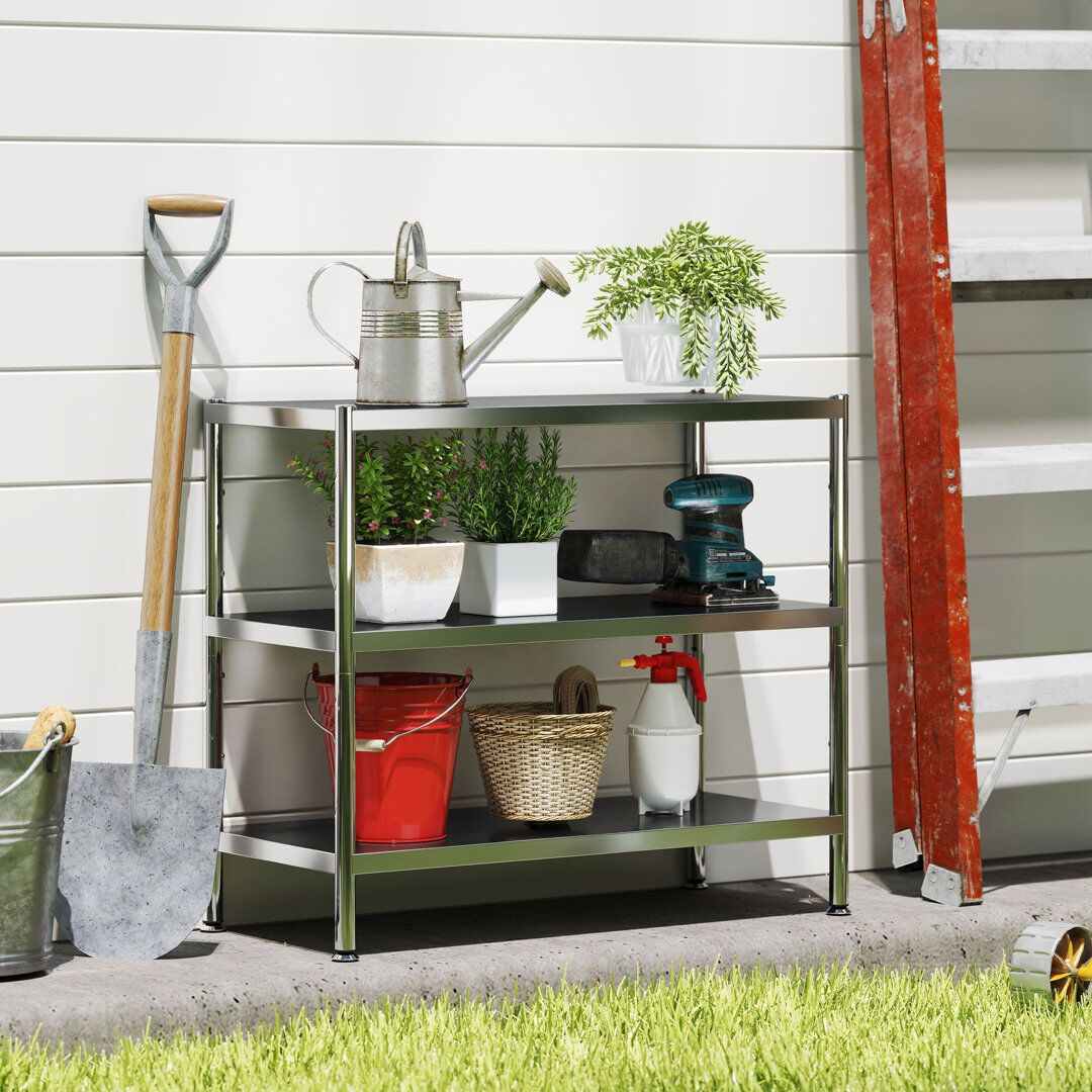 17 Stories HOMCOM 3-Tier Stainless Steel Bakers Rack, Microwave Stand for Small Spaces 77cm H X 91cm W X 40cm D