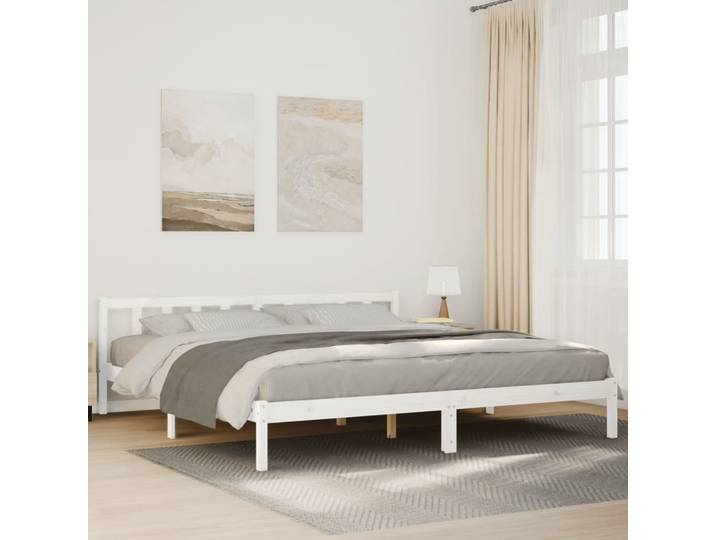 vidaXL Massivholzbett Extra Lang ohne Matratze Weiß 200x210 Kieferholz