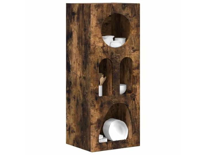 KTHLBRH Sideboard ELST Eiche Smoke 40 x 35 x 100,5 cm Mehrschichtholz Schlankes Design, modern, für Esszimmer oder Wohnzimmer, große Regale