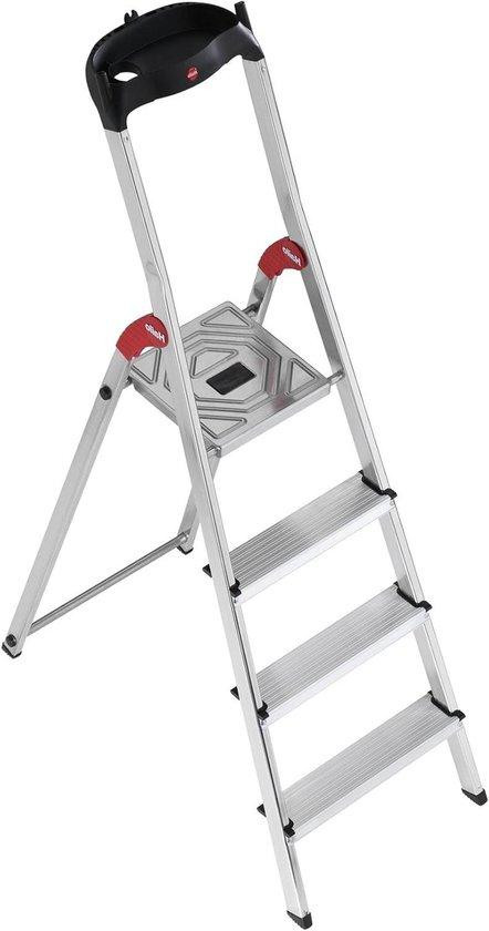 Hailo Aluminium Vouwtrap met 4 Treden en Gereedschapsplank - Grijs