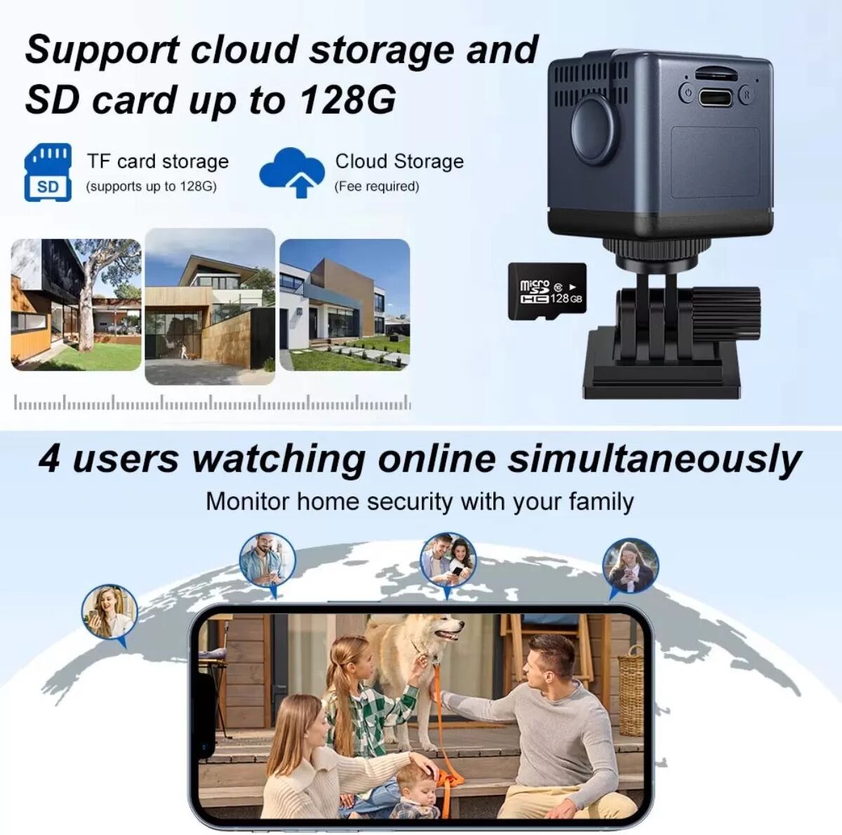 INF Earphone Mini WiFi Kamera 1080P HD Nachtvision, Akkubetriebenes kabelloses Überwachungsgerät mit Bewegungserkennung,