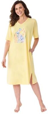 Plus Size Women's Graphic Sleepshirt by Only Necessities in Yellow Bunny (Size 7X/8X)