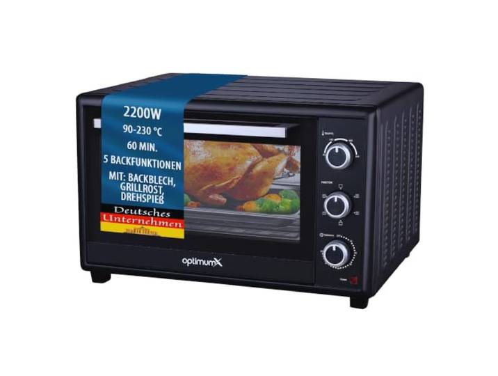OptimumX Minibackofen 60 Liter XXL mit Umluft, 2200W, Drehspieß, Anthrazit